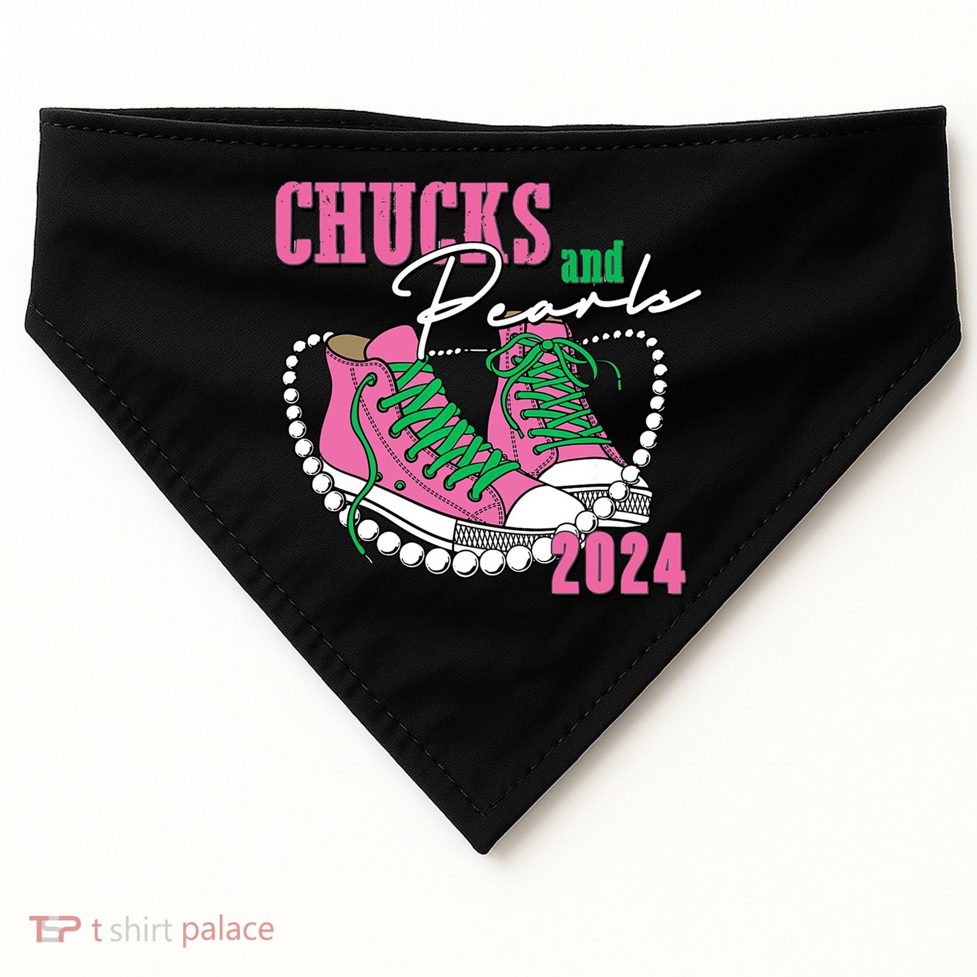 Chucks And Pearls Kamala Harris President 2024 USA-Made Doggie Bandana