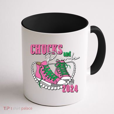Chucks And Pearls Kamala Harris President 2024 Coffee Mug back