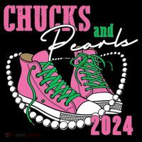 Chucks And Pearls Kamala Harris President 2024 Women's Hoodie thumb 2