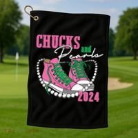Chucks And Pearls Kamala Harris President 2024 Golf Towel thumb 1