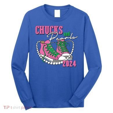 Chucks And Pearls Kamala Harris President 2024 Long Sleeve Shirt