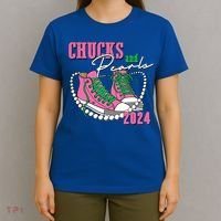 Chucks And Pearls Kamala Harris President 2024 T-Shirt thumb 4