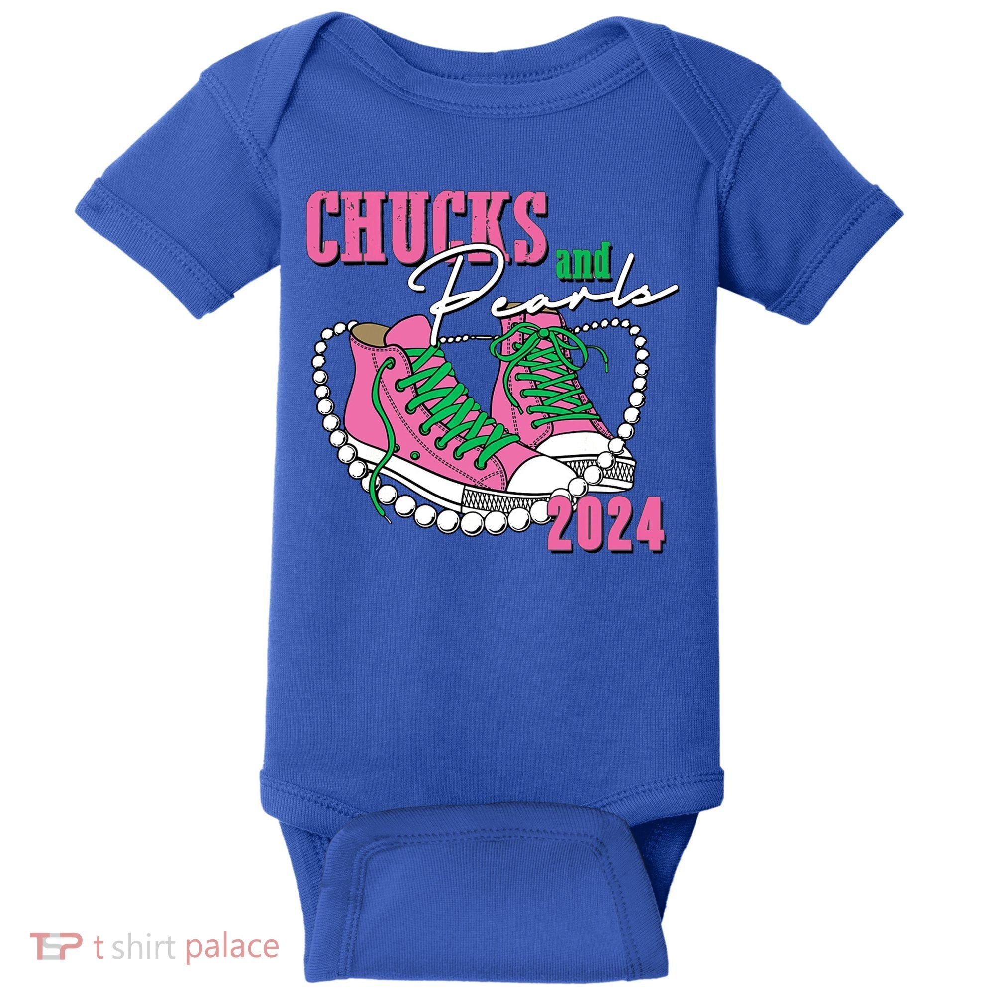 Chucks And Pearls Kamala Harris President 2024 Baby Bodysuit
