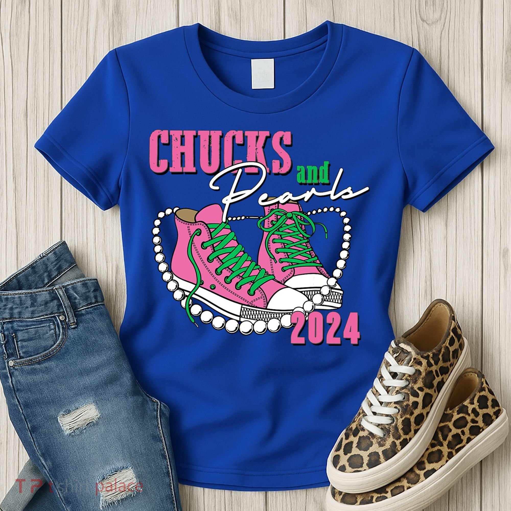 Chucks And Pearls Kamala Harris President 2024 Women's T-Shirt