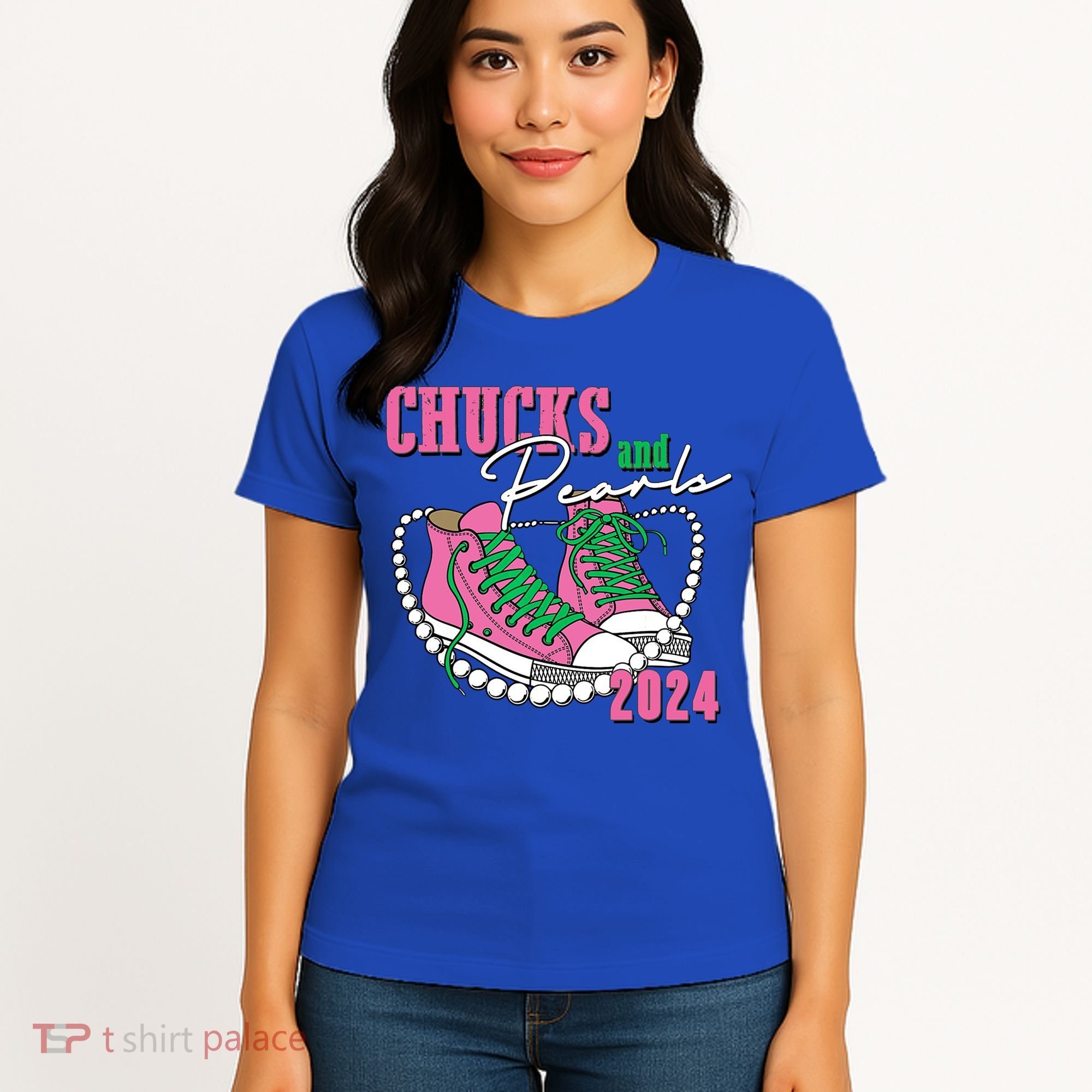 Chucks And Pearls Kamala Harris President 2024 Women's T-Shirt