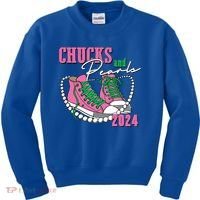 Chucks And Pearls Kamala Harris President 2024 Kids Sweatshirt thumb 0