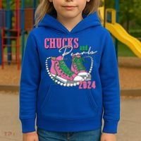 Chucks And Pearls Kamala Harris President 2024 Kids Hoodie thumb 3