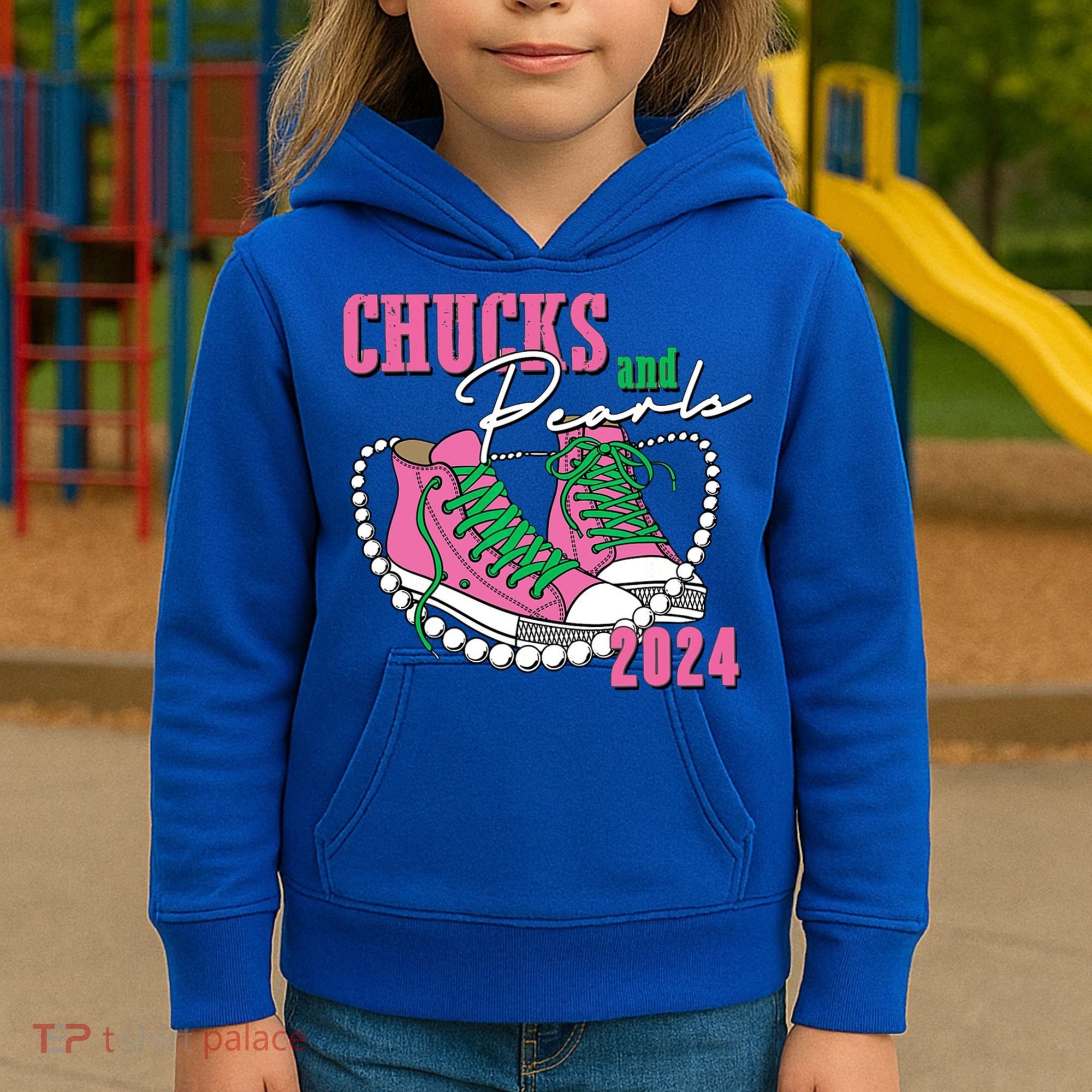 Chucks And Pearls Kamala Harris President 2024 Kids Hoodie