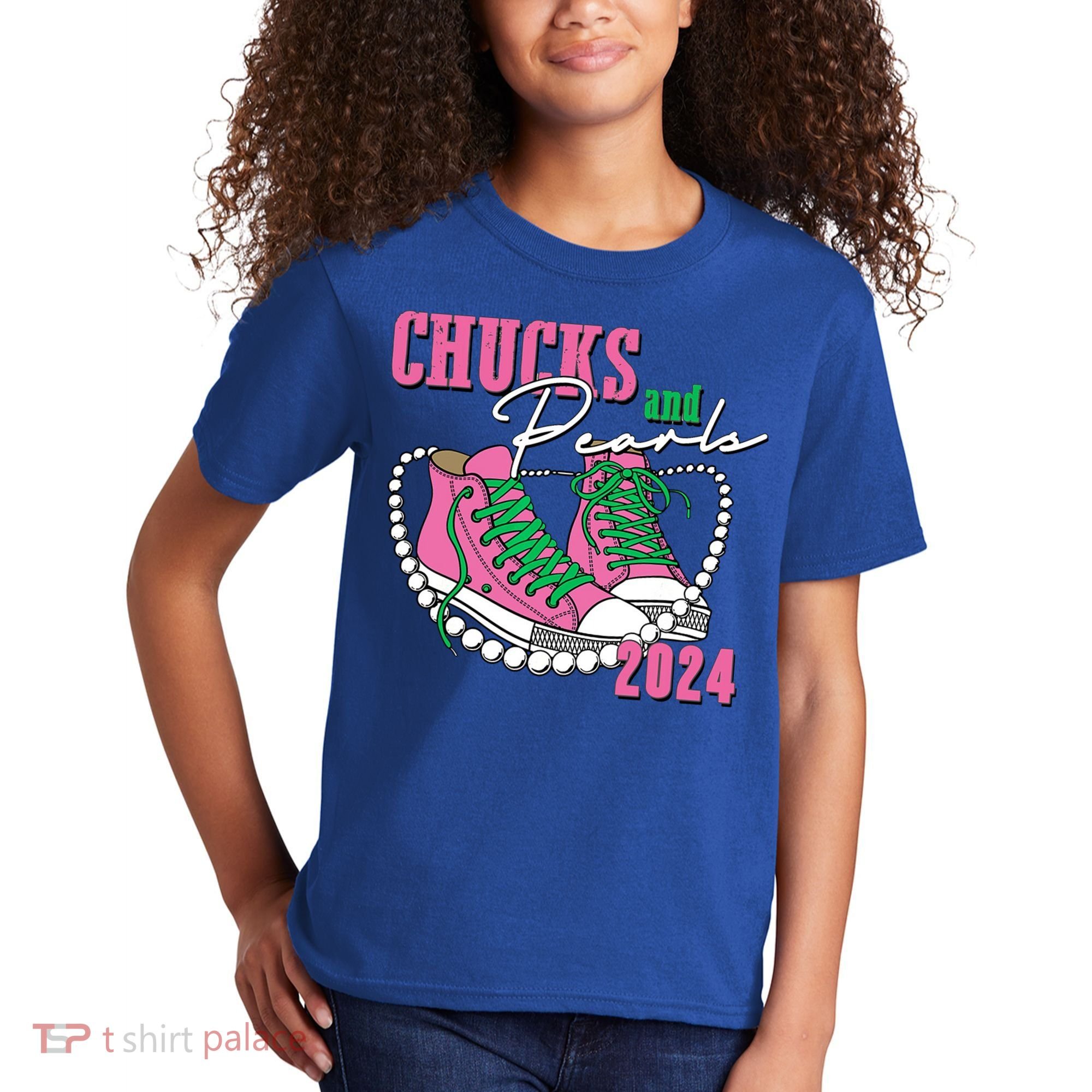 Chucks And Pearls Kamala Harris President 2024 Kids T-Shirt