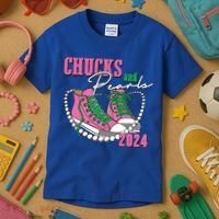 Chucks And Pearls Kamala Harris President 2024 Kids T-Shirt thumb 3