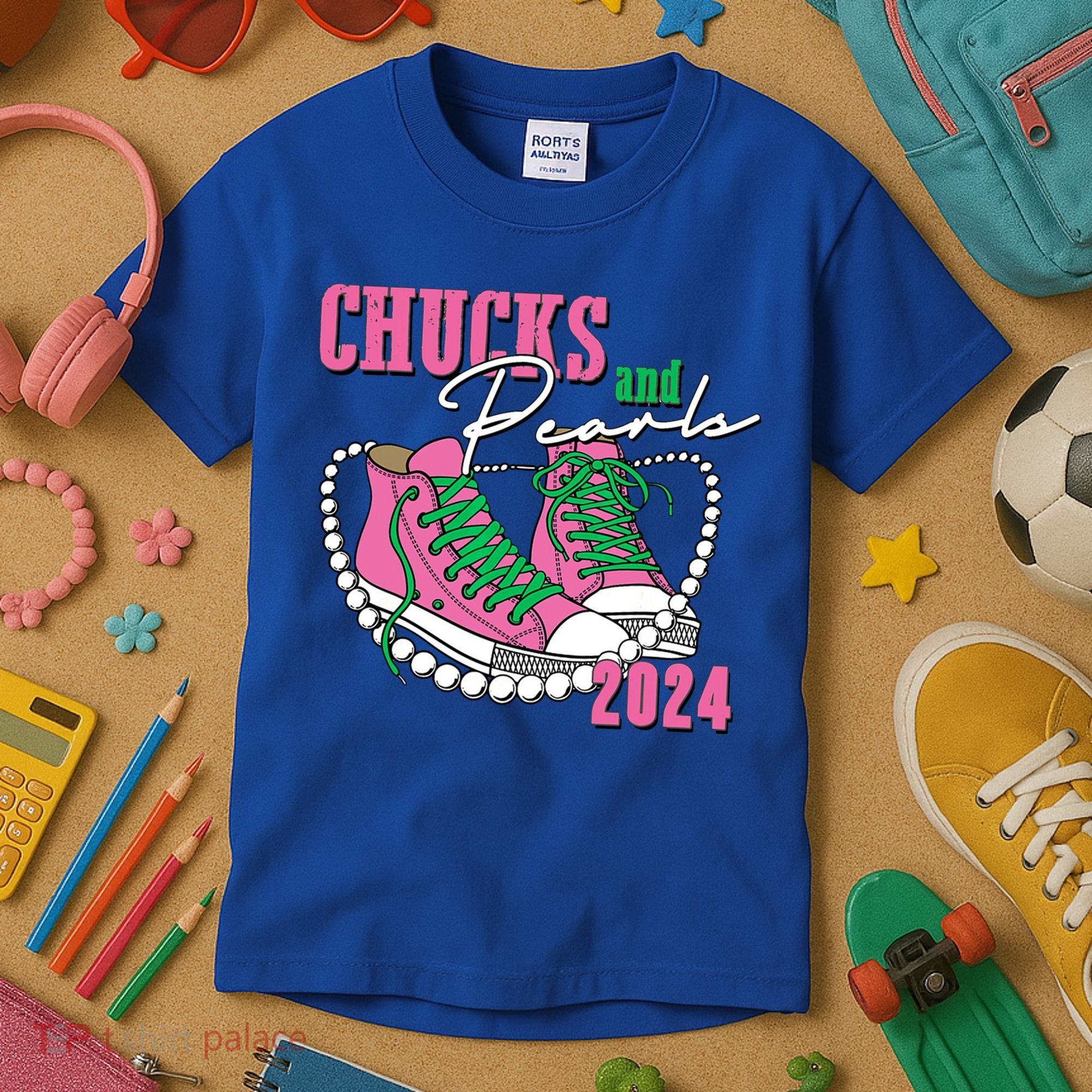 Chucks And Pearls Kamala Harris President 2024 Kids T-Shirt