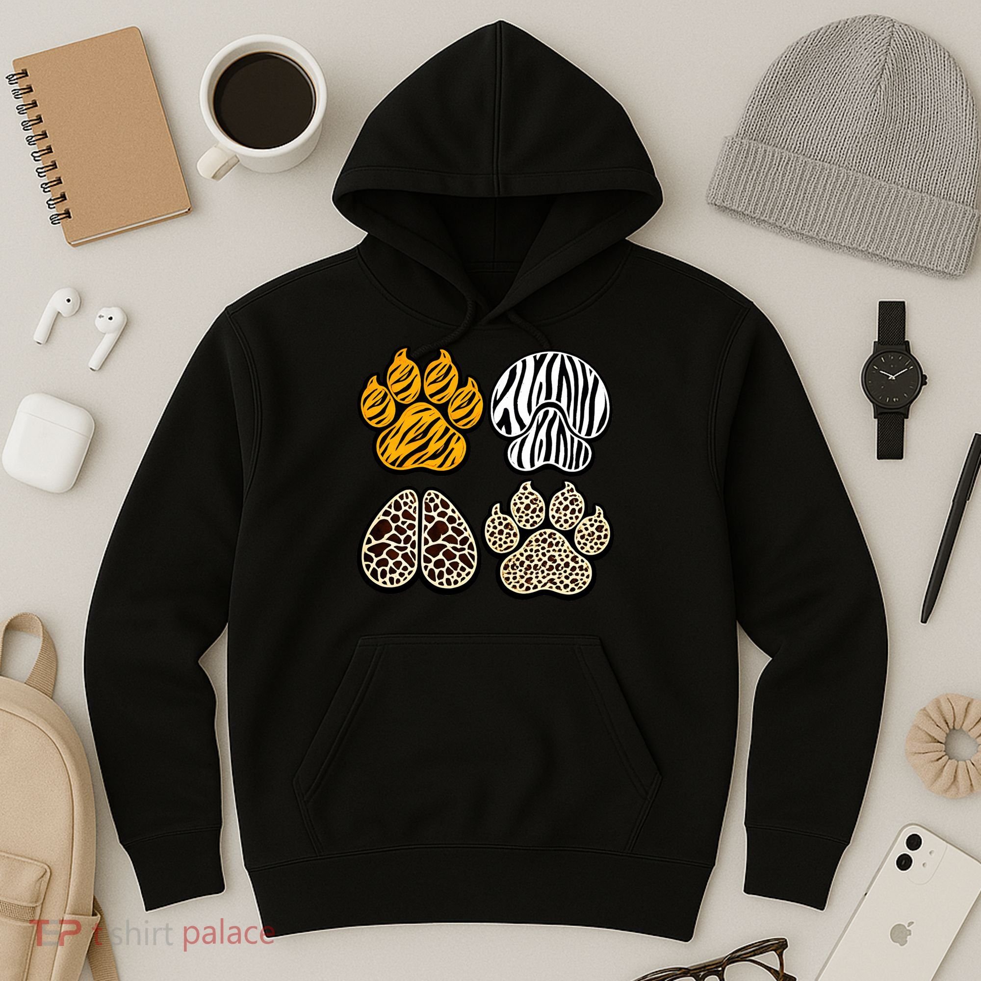Cute Animal Print Paws Hoodie
