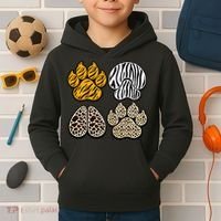 Cute Animal Print Paws Kids Hoodie thumb 2