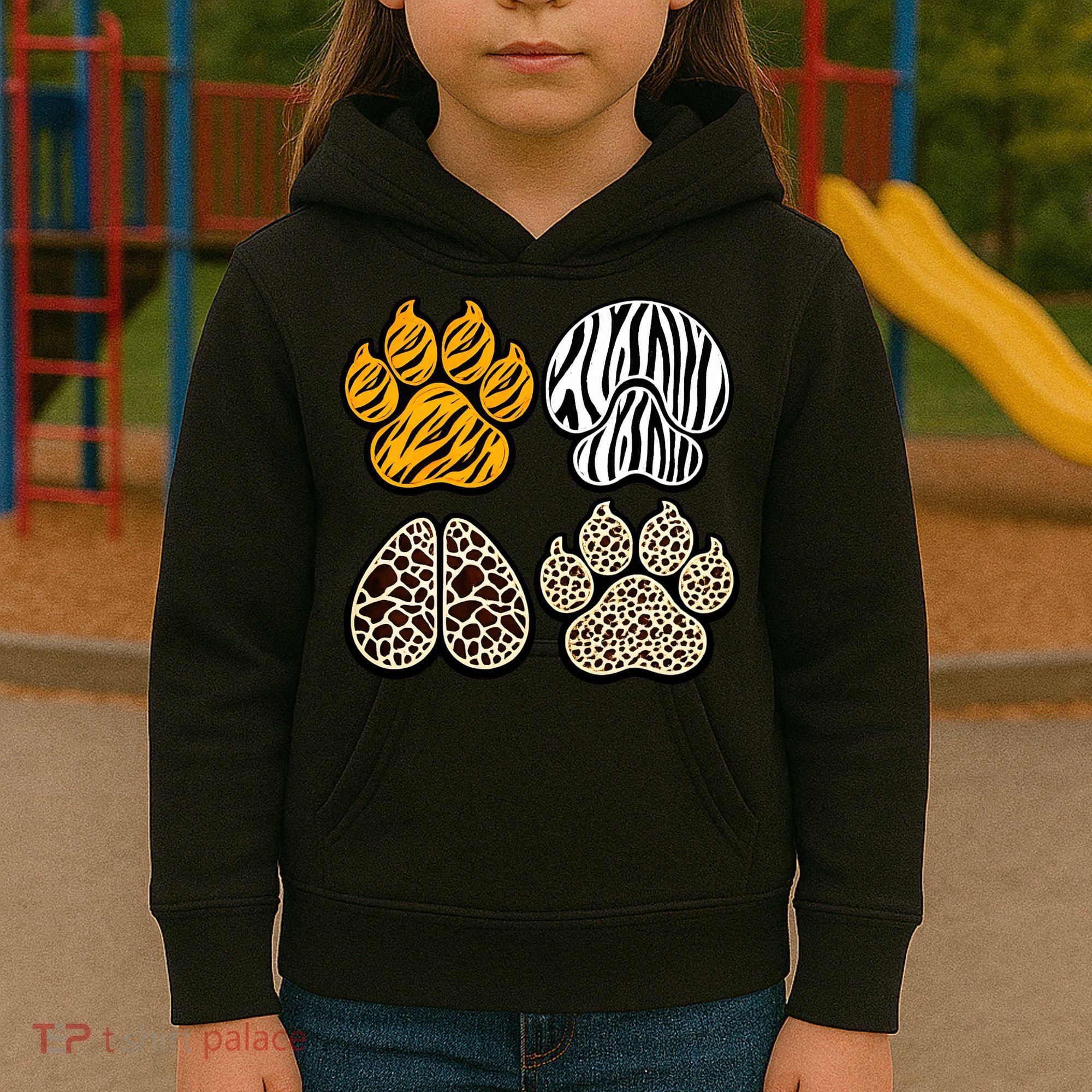 Cute Animal Print Paws Kids Hoodie