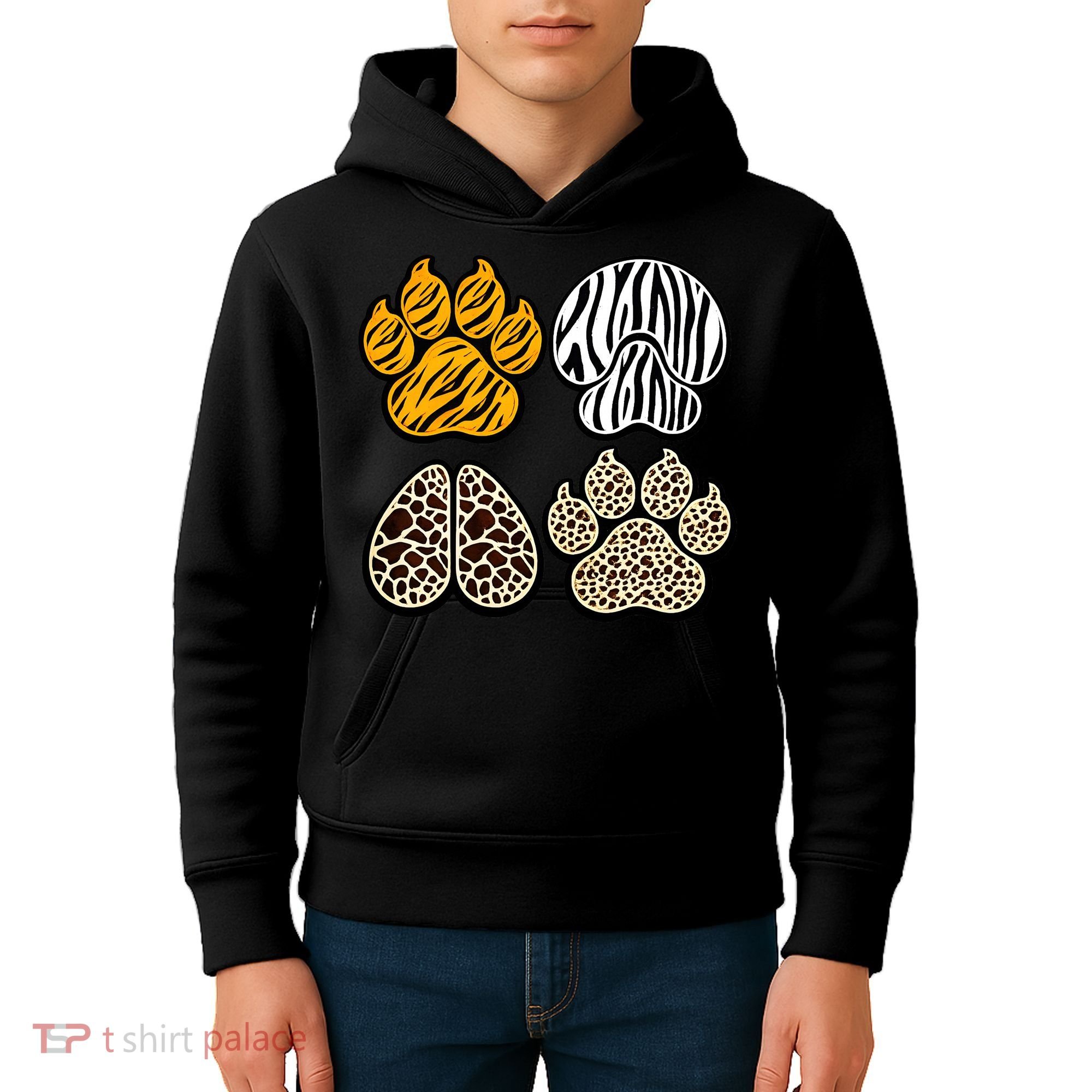 Cute Animal Print Paws Kids Hoodie
