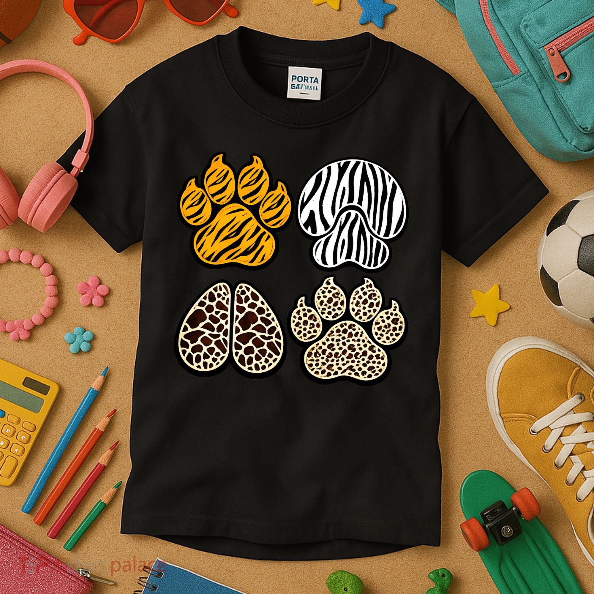 Cute Animal Print Paws Kids T-Shirt