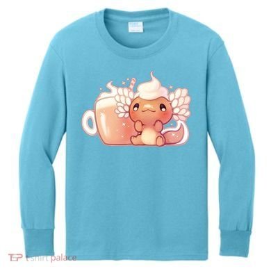 Cappuccino Axolotl Kids Long Sleeve Shirt