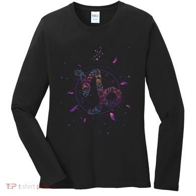 Capricorn Floral Zodiac Women's Long Sleeve Shirt