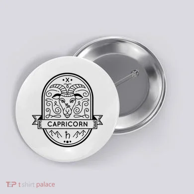Capricorn Zodiac Symbol Design Button