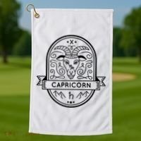 Capricorn Zodiac Symbol Design Golf Towel thumb 1