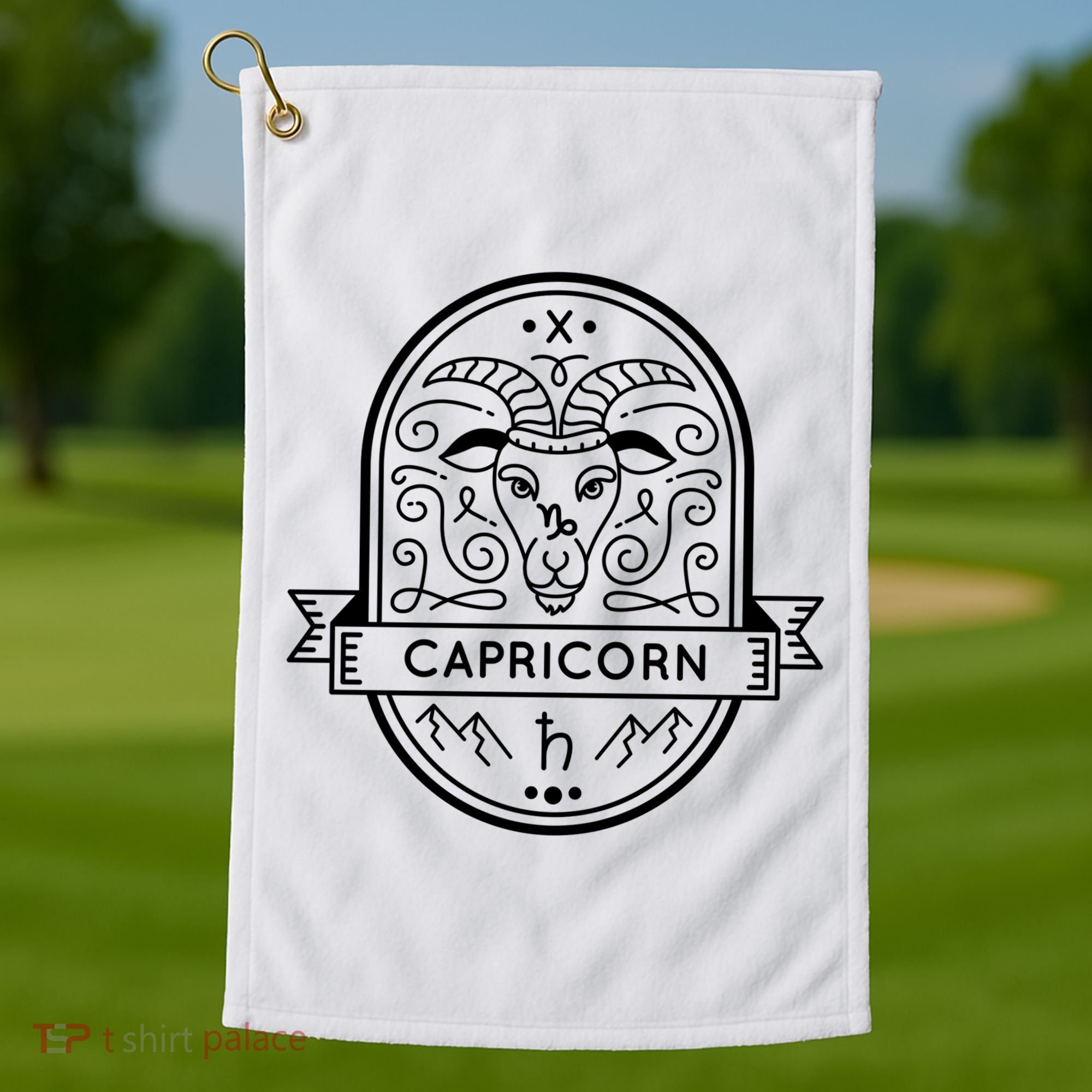 Capricorn Zodiac Symbol Design Golf Towel