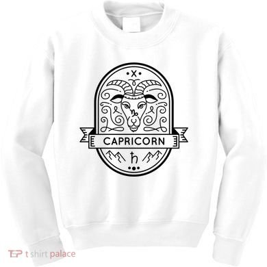 Capricorn Zodiac Symbol Design Kids Sweatshirt