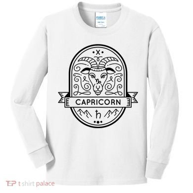 Capricorn Zodiac Symbol Design Kids Long Sleeve Shirt