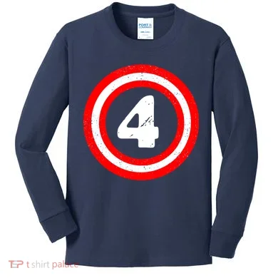 Captain 4th Birthday Kids Long Sleeve Shirt
