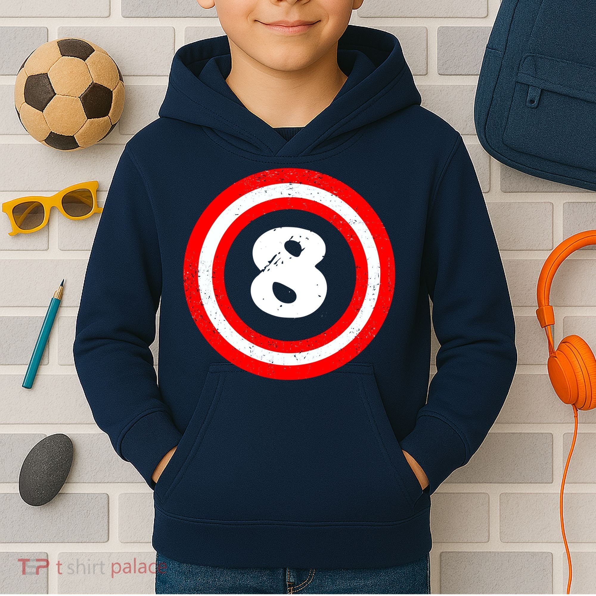 Captain 8th Birthday Kids Hoodie