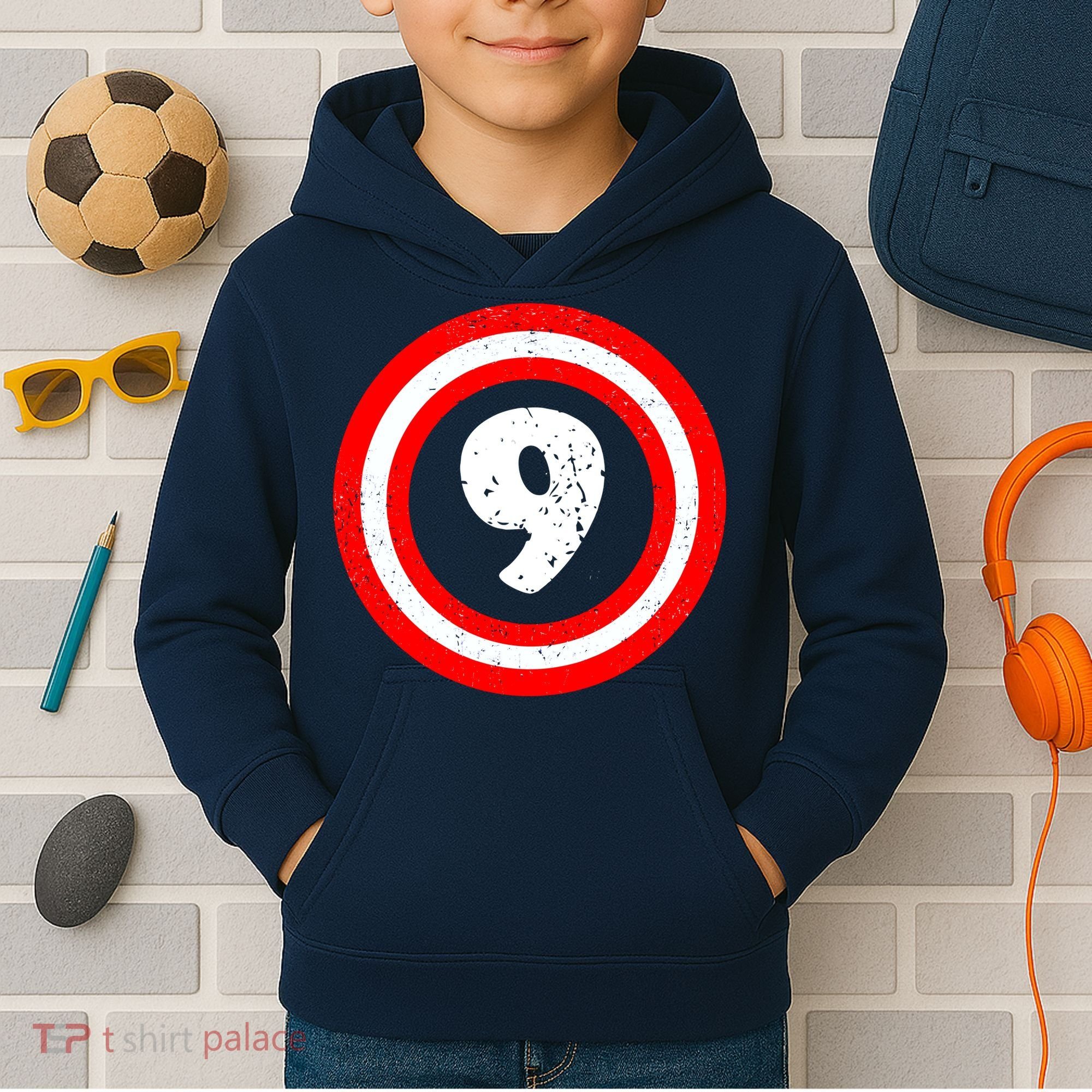 Captain 9th Birthday Kids Hoodie