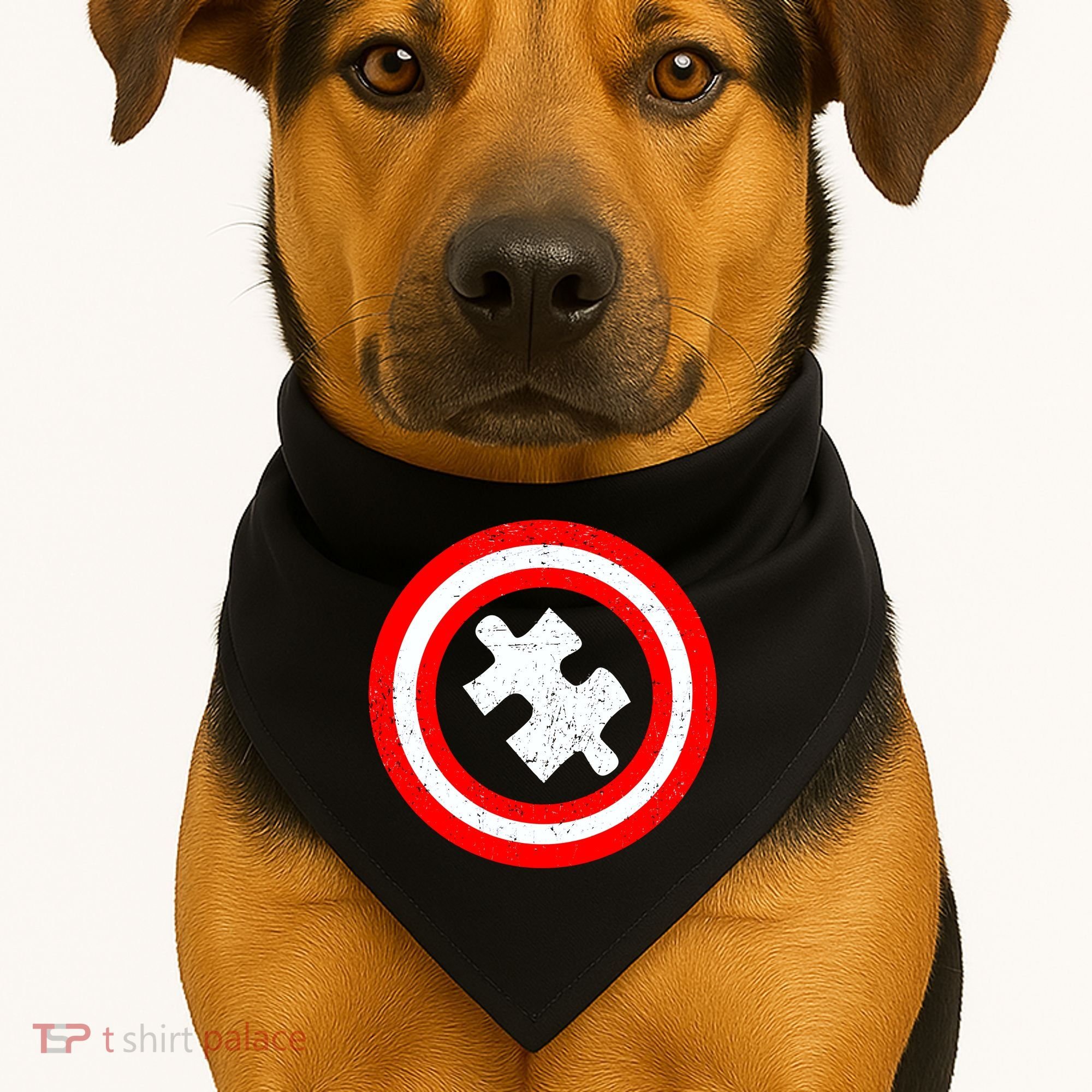Captain Autism Distressed Shield USA-Made Doggie Bandana