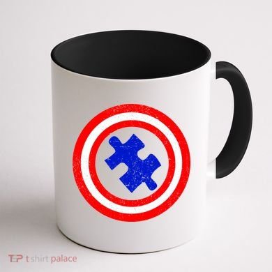 Captain Autism Distressed Shield Coffee Mug back
