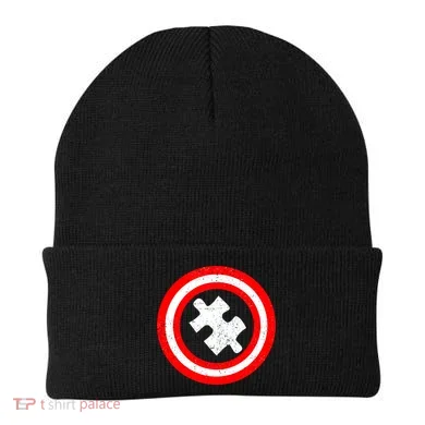Captain Autism Distressed Shield Beanie