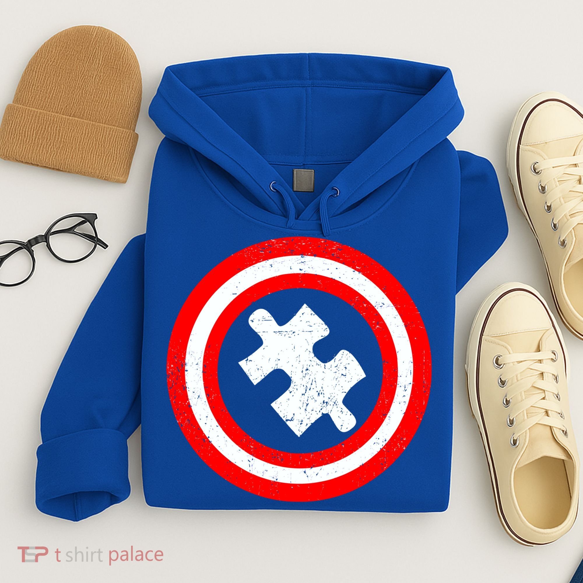 Captain Autism Distressed Shield Hoodie