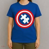 Captain Autism Distressed Shield T-Shirt thumb 4