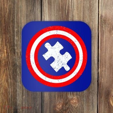 Captain Autism Distressed Shield Coaster