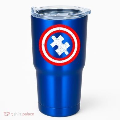 Captain Autism Distressed Shield Tumbler