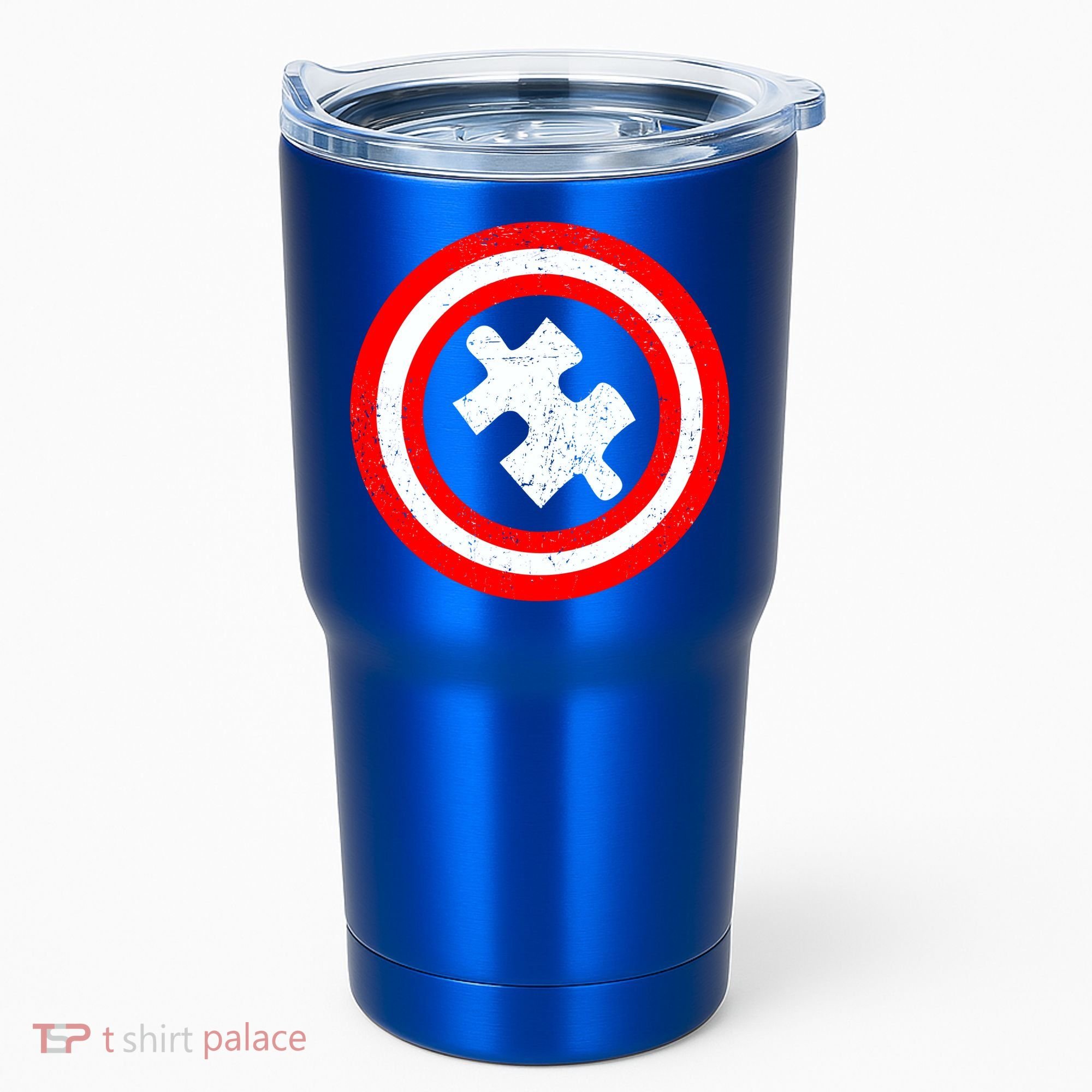 Captain Autism Distressed Shield Tumbler