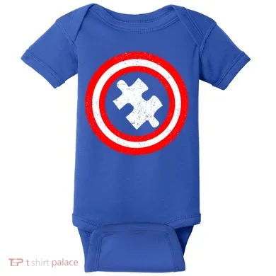 Captain Autism Distressed Shield Baby Bodysuit