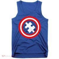 Captain Autism Distressed Shield Tank Top thumb 0