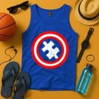 Captain Autism Distressed Shield Tank Top thumb 4