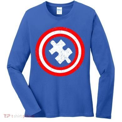 Captain Autism Distressed Shield Women's Long Sleeve Shirt