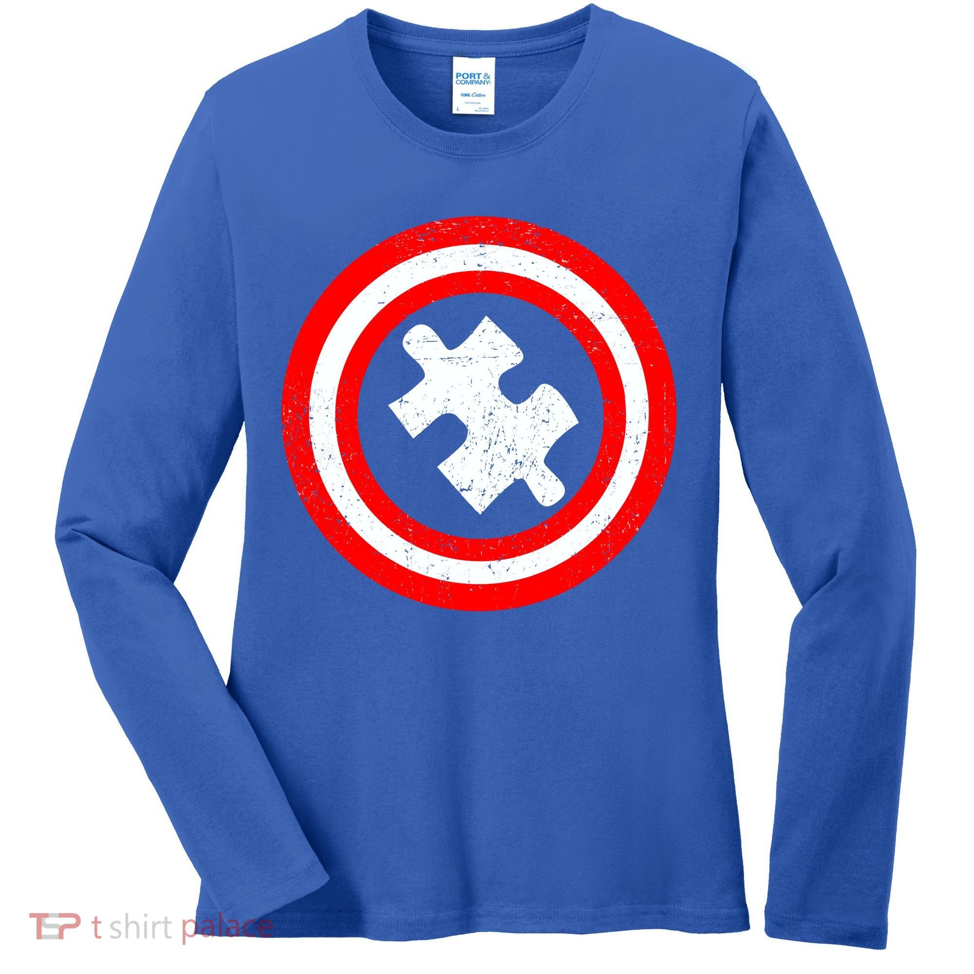 Captain Autism Distressed Shield Women's Long Sleeve Shirt