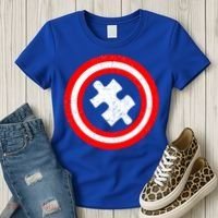 Captain Autism Distressed Shield Women's T-Shirt thumb 3