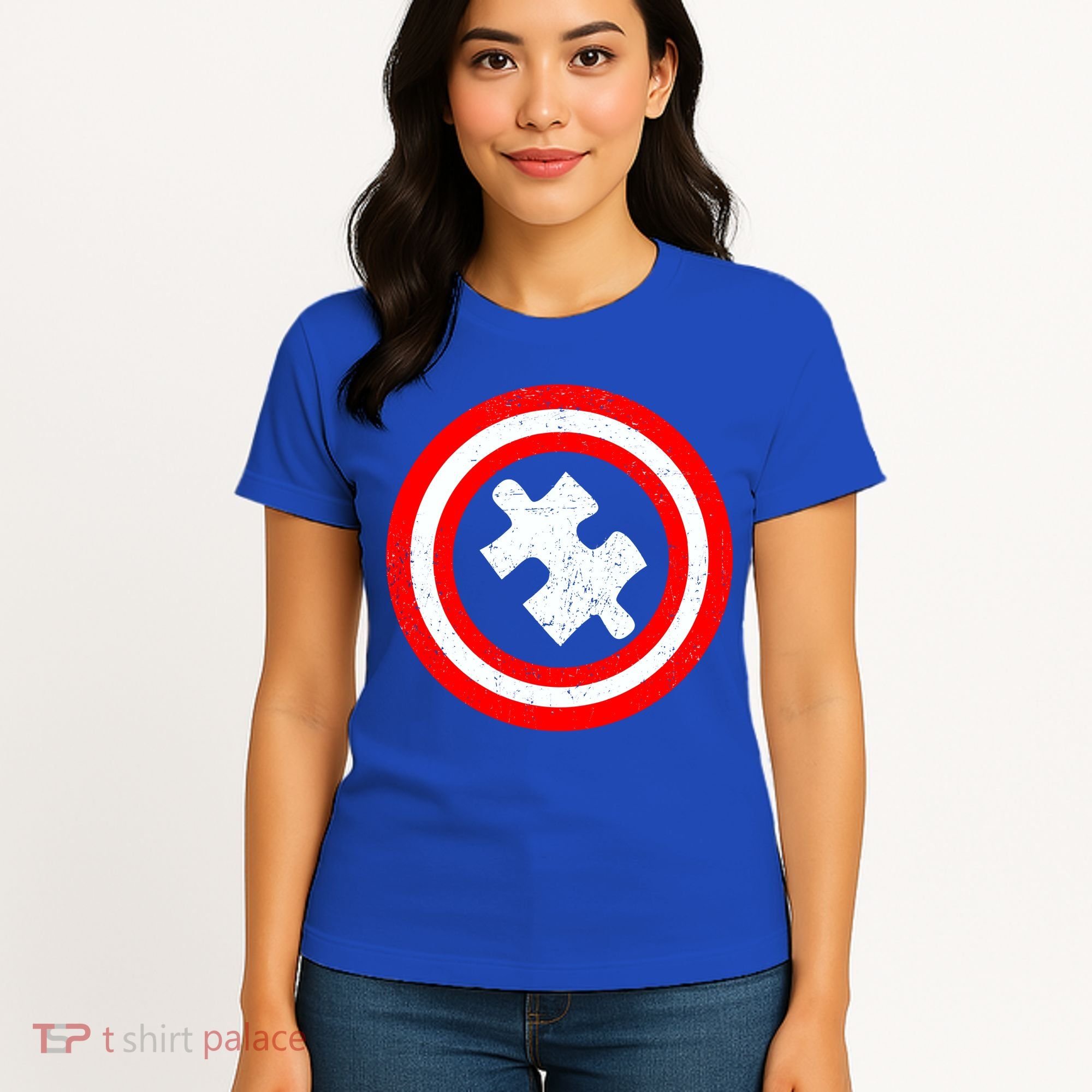 Captain Autism Distressed Shield Women's T-Shirt