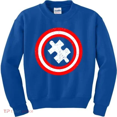 Captain Autism Distressed Shield Kids Sweatshirt