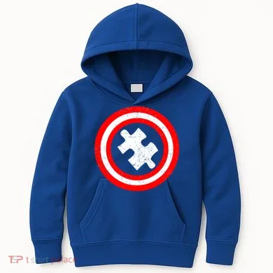 Captain Autism Distressed Shield Kids Hoodie