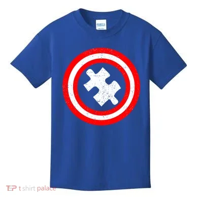 Captain Autism Distressed Shield Kids T-Shirt