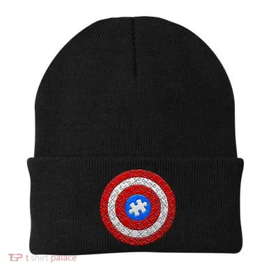 Captain Autism Puzzle Shield Beanie