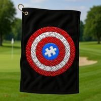 Captain Autism Puzzle Shield Golf Towel thumb 1